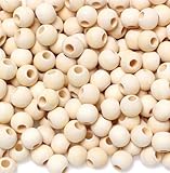 Perles Bois Noël, 300pcs Perles en Bois, Perless Rondes