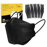 HO-COMFORT 30 pièces masque FFP2 forme de poisson noir,