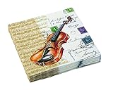 Serviettes de table en papier Violon 33 x 33 cm lot