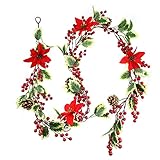 LumenTY Guirlande de Baie Rouge Artificielles Guirlande