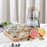 DUJUST Pichet en Verre de 2 Litres avec 4 Tasses &