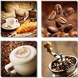 Visario 6603 Jeu de 4 Tableaux sur Toile Café 4 x 30