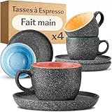 Cosumy 4 Tasses à Espresso avec Soucoupes 90ml – Tasses