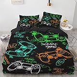 Wintdeer Housse de Couette 140x200 cm Gamer pour Enfants