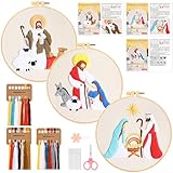 JSRQT Lot de 3 kits de broderie de crèche chrétienne