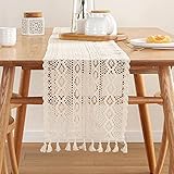 Onlyesh Chemin de Table en Macramé Beige, 24 x 180