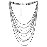 COOLSTEELANDBEYOND Noir Argent Cascade Multi Couches