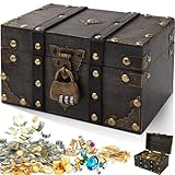 Otauoaea Coffre Trésor Vintage en Bois, Boite avec