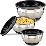 Praknu 3 Bols en Acier Inox avec Couvercles - Antidérapants