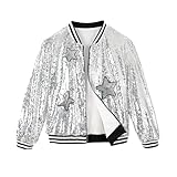 LOLANTA Blouson Bombardier à Poches Zippées à Paillettes