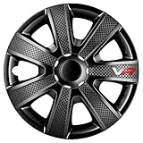 AUTOSTYLE Jeu d'enjoliveurs VR 13-inch Noir/look-carboné/logo
