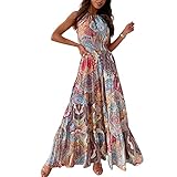 YOHOYL Robe Évasée Femme D 'été de Licou avec Imprimé