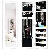 COSTWAY Armoire à Bijoux avec Miroir Grand Format,