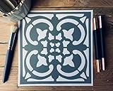 Pochoir Adhésif, Motif Faïence Antique, PVC Souple,