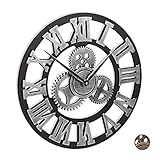 Relaxdays Horloge Murale rouage, sans Bruit de tic-tac,