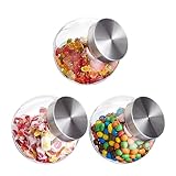 Relaxdays Bonbonnière en Verre, Lot de 3, bocaux, Couvercle