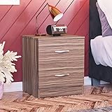 Vida Designs Table de chevet en noyer, 2 tiroirs avec