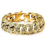 COOLSTEELANDBEYOND Homme Or Noir Fantaisie Chaîne Gourmette