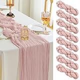 Ezvsevuo Lot de 8 Chemins de Table Rose Romantique