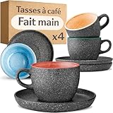 Cosumy Tasses à Cappuccino - Lot de 4 Tasses en Céramique