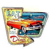 Panneau rétro Lumineux Restaurant Vintage en métal