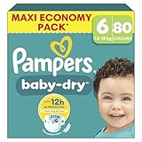 Pampers Baby-Dry Taille 6, 80 Couches, 13kg-18kg, Une