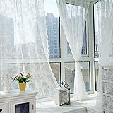 Baoer Lot de 2 rideaux transparents en dentelle florale
