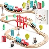 Tiny Land Circuit Train Enfant,Train en Bois (magnétique)&
