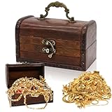 Forbabe Petit coffre au trésor en bois vintage - 14