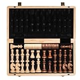 A&A 15 inch Wooden Folding Chess & Checkers Set w/