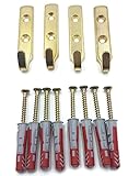Lot de 4 crochets muraux en laiton robuste J pour grand