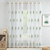 MIULEE Rideaux Voilage avec Beau Motif de Feuilles