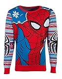 Marvel Spiderman Pull tricoté Unisexe de Noël Rouge/Bleu/Blanc