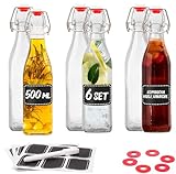 Lot de 6 bouteilles en verre avec bouchon mécanique,