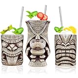 Lot de 3 verres à cocktail en céramique - Tiki exotiques