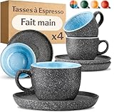 Cosumy 4 Tasses à Espresso avec Soucoupes 90ml – Tasses