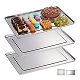 Relaxdays Plateaux de service, lot de 3, Acier inoxydable,