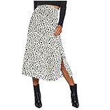 Satin Waist Fashion High Casual Leopard Mid Skirt Print