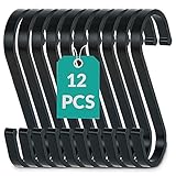 Praknu 12 Crochets Plats Noirs en S en Acier Inoxydable