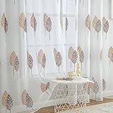 MIULEE Rideaux Voilage avec Beau Motif de Feuilles