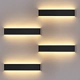 4 Pack Applique Murale Interieur LED Noir Lampe Murale