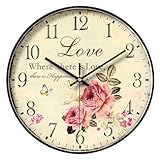 NUOVO Horloge murale à fleurs roses de 30,5 cm - Style