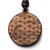 treeforce Collier en bois fleur de vie, collier, porte-clés