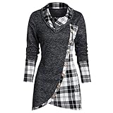 Col Roulé Femme Manche Longue T-Shirt en Cotton Hauts