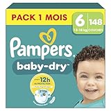 Pampers Baby-Dry, Taille 6, 148 Couches, 13-18kg, Une