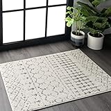 nuLOOM Tapis de Sol marocain Blythe, 90 x 150 cm, Gris/Blanc