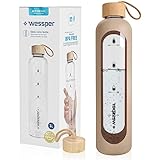 Wessper Bouteille d’eau 1L de Motivation en verre avec