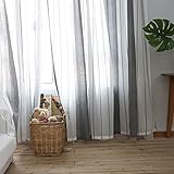 Fiaoen Rideaux à Rayures Rideaux en Filet Gris-Blanc