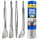 S&R Jeu 4 Burins SDS-Plus Ciseaux à Béton Carrellage