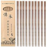 DXIA 10 Paires Baguettes en Bois Réutilisables - Naturelles